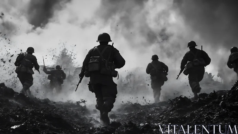 Soldiers charge through smoke-filled battlefield in grim advance