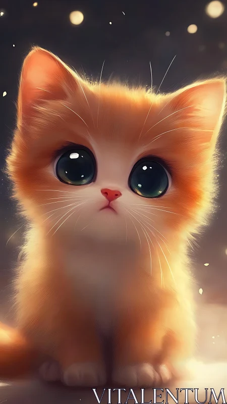 Adorable Orange Kitten with Glowing Eyes.