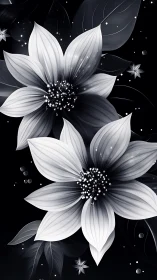 Luminescent Flowers Bloom Against Cosmic Darkness.