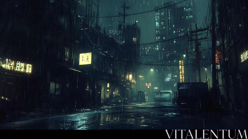 Rain-soaked neon alley where city lights quietly daydream.