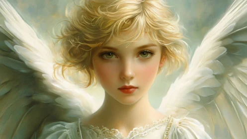 Digital portrait depicts winged figure with soft lighting