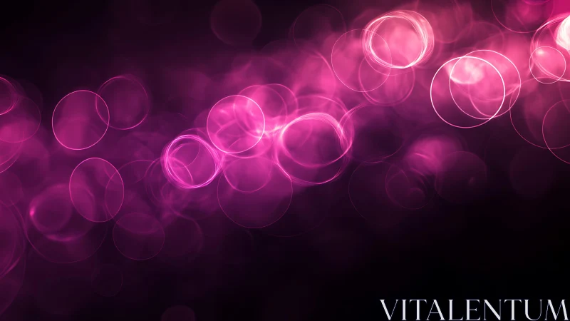 Vibrant pink bokeh circles on dark abstract background digital art.