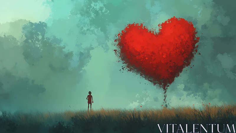 Standing Beneath Love's Magnificent Red Heart