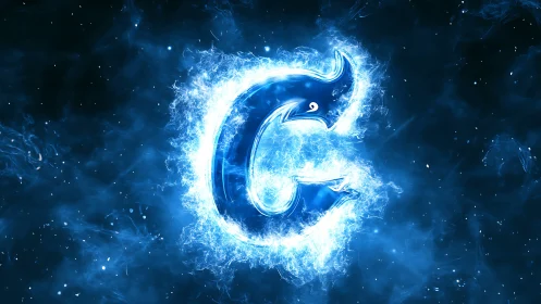 Glowing electric C emblem wrapped in swirling cosmic light.