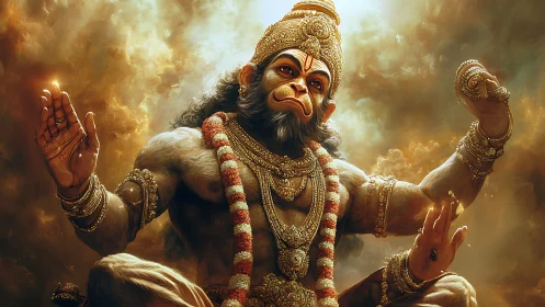 Majestic simian deity rendered in luminous digital realism