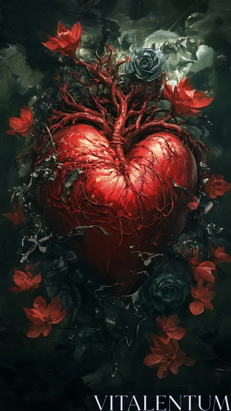 Heart Blooming in Darkness: A Love Garden Awakens.