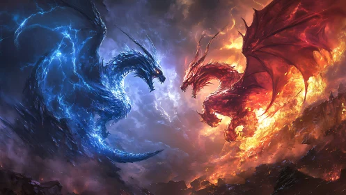 Elemental dual-dragon confrontation in volatile atmospheric rift.