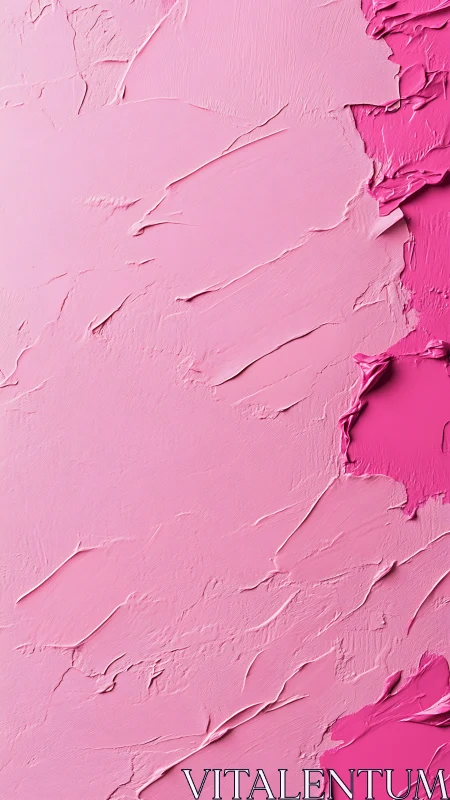 Textured monochrome pink impasto surface with sculpted strokes.