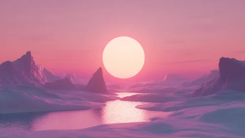 Spectral polar basin under overscaled solar disc rendering.