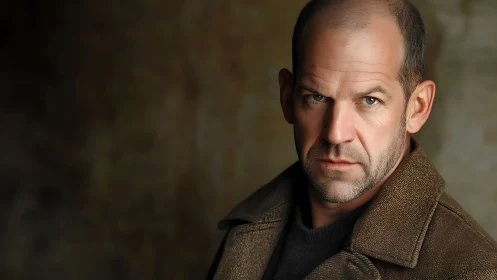 Intense male portrait uses shallow depth and warm rim lighting