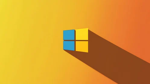 Minimalist four-panel window logo on warm gradient field.