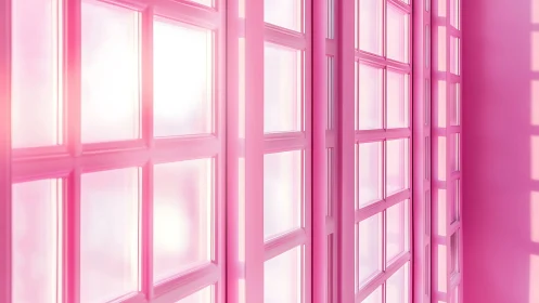 Monochrome pink window grid with diffuse luminous backlight.