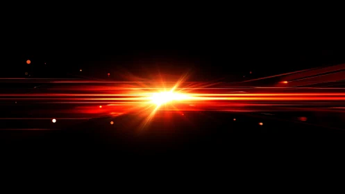 Crimson light streaks converge into radiant energy core.