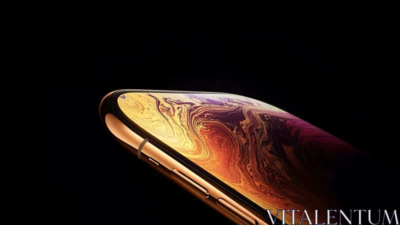 Edge-lit smartphone display isolates against void-black background