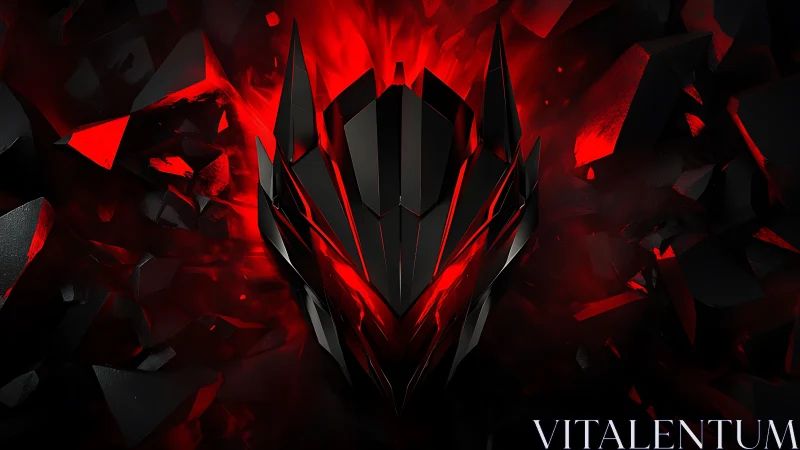 Blazing red crystal mask rises from shattered dark shards