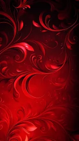 Crimson floral swirls dance softly across a glowing red night
