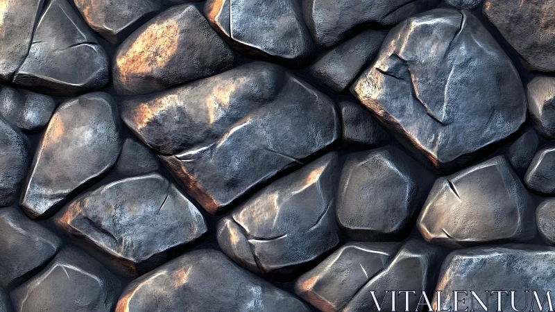 Realistic stone wall texture with rugged, natural rocks in daylight.