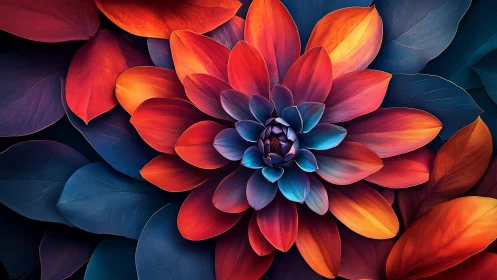 Vibrant Lotus Bloom in Warm and Cool Contrasts