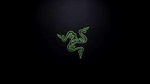 Neon green triple-snake emblem glows over deep black