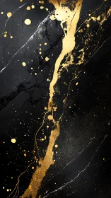 Golden veins sparkle across deep black marble texture