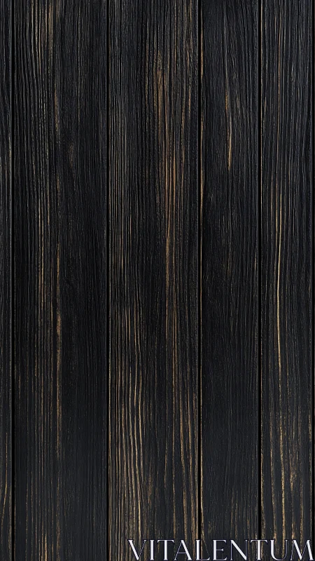 Charred black wood planks create a sleek, rustic surface