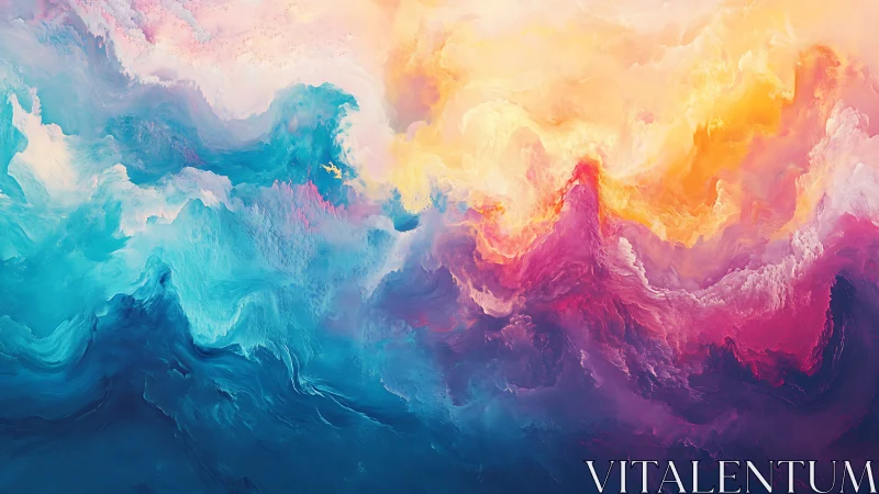 Radiant sky waves in glowing teal, pink, and golden light.