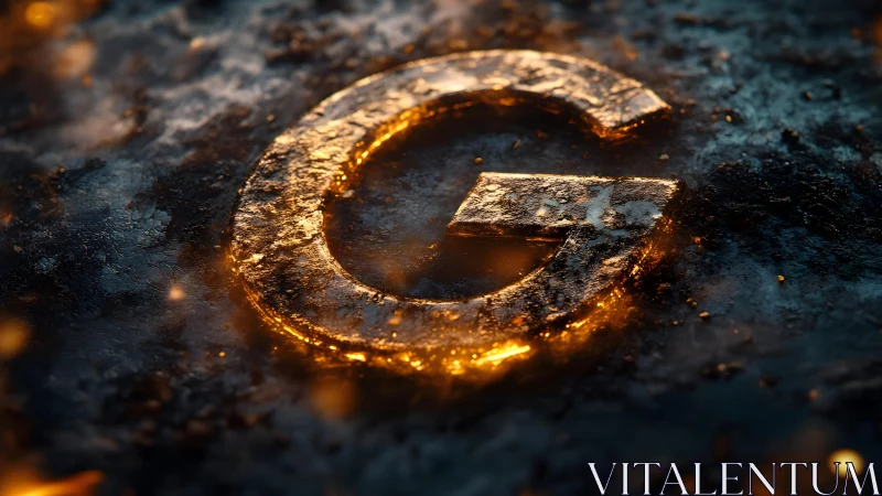 Glowing Metallic G Letter on Dark Textured Surface, Cinematic Style. Glowing Metallic G Letter on Dark Textured Surface, Cinematic Style.