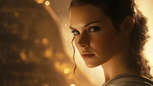 Golden gaze of the quiet guardian in cinematic half‑light.