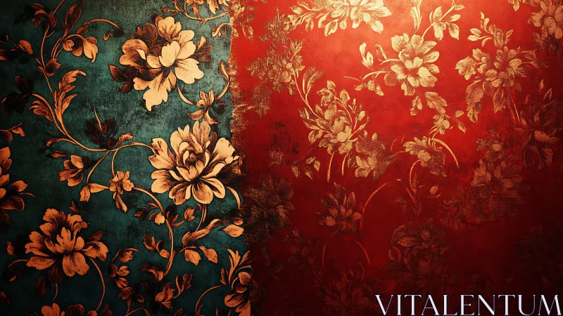 Dual-toned floral wallpaper pattern with ornate detailing.