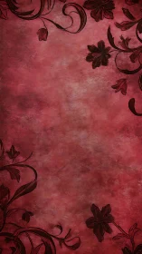 Crimson Floral Baroque Texture with Ornamental Vines.