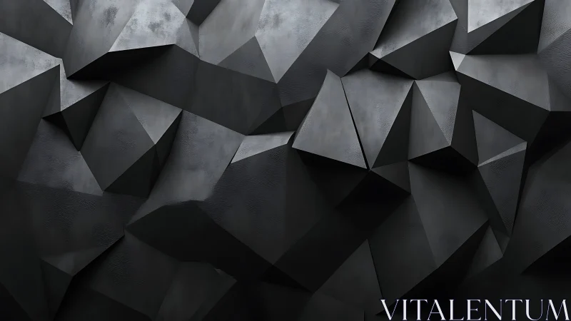 Angular graphite polyhedral relief forms a faceted shadow field