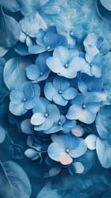 Soft Blue Hydrangea Flowers in Full Bloom.