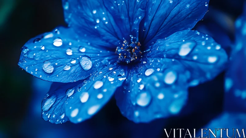 Hydrophobic Petals: Micro-droplet Suspension on Blue Composite Surface.