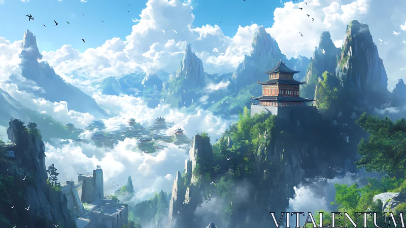 Cloud-kissed mountain temples invite quiet, wandering wonder.