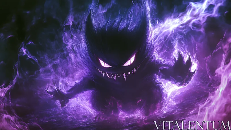 Spectral purple energy creature with glowing eyes in motion