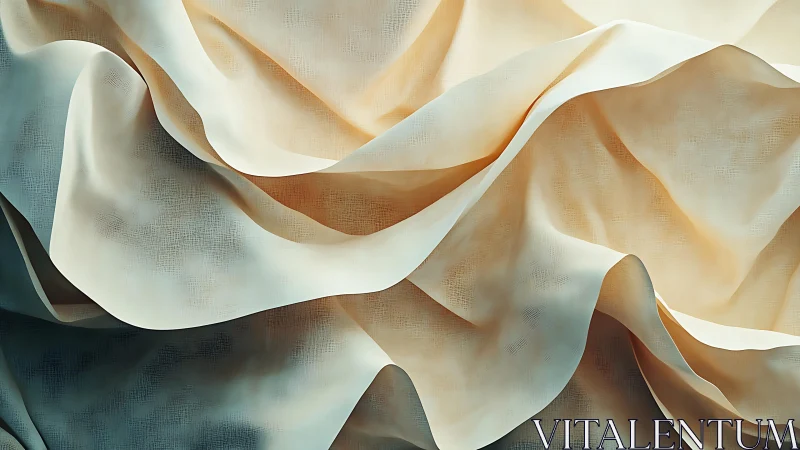Soft Beige and Blue Fabric Folds in Abstract Artistic Style.