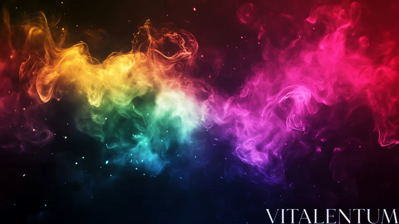 Chromatic volumetric nebula with high-contrast particulate glow field