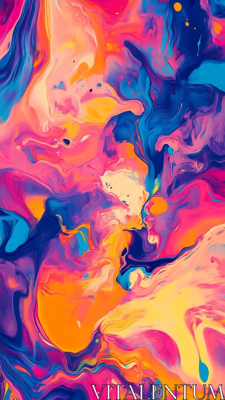 Vibrant neon fluid abstraction with swirling warm tones.