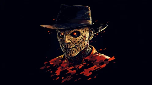 Volumetric horror portrait of hat-wearing infernal figure.