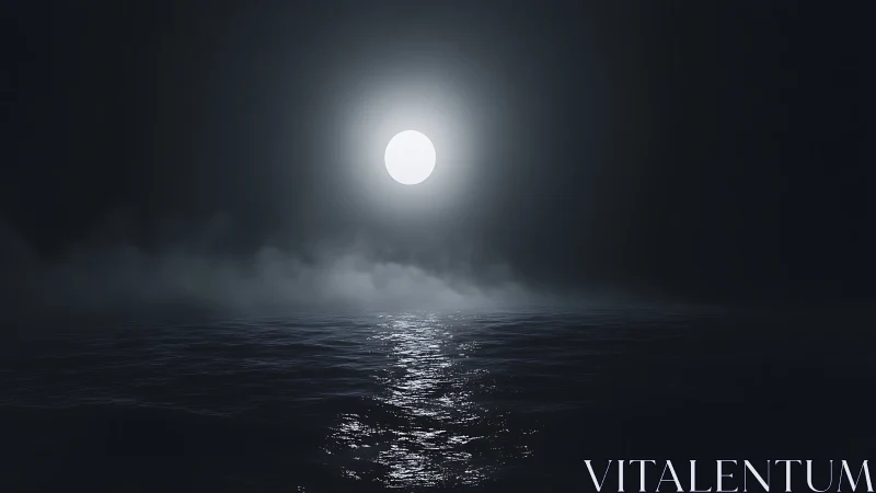 Full moon casts silver path across calm open ocean