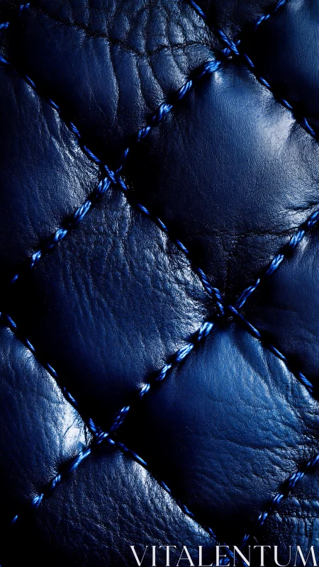 Deep blue quilted leather texture with glossy highlights.