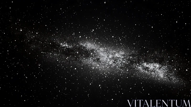 Dense stellar band traverses black frame with granular luminosity