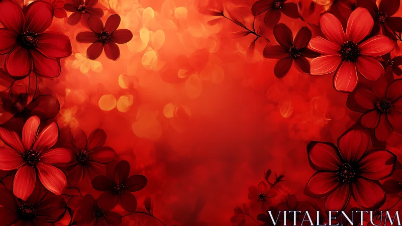 Vibrant Red Flowers Against Warm Bokeh Background