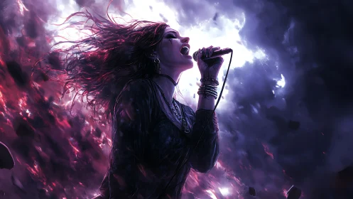 Rock singer unleashes a storm of light and shadow onstage