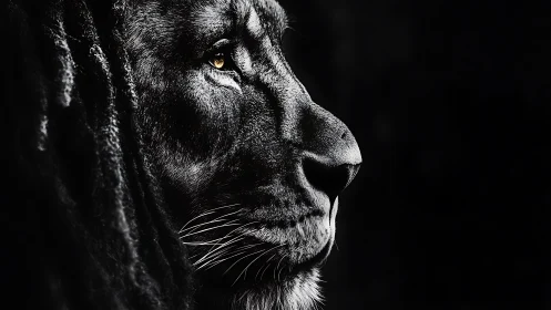 Black panther profile in high-contrast monochrome lighting.