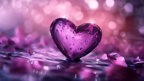Crystallized Affection: A Glowing Heart in Ethereal Pink.