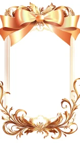 Vertical gold rococo frame with satin bow and ornate flourishes