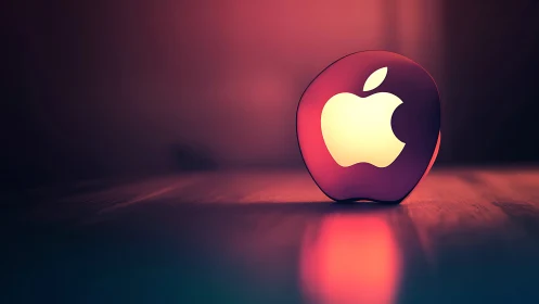 Illuminated Apple Logo in Warm Gradient Setting