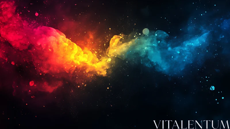 Digital painting of dual nebula plume with chromatic contrast.