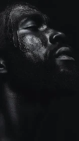 Midnight-lit profile caught between shadow and shine.